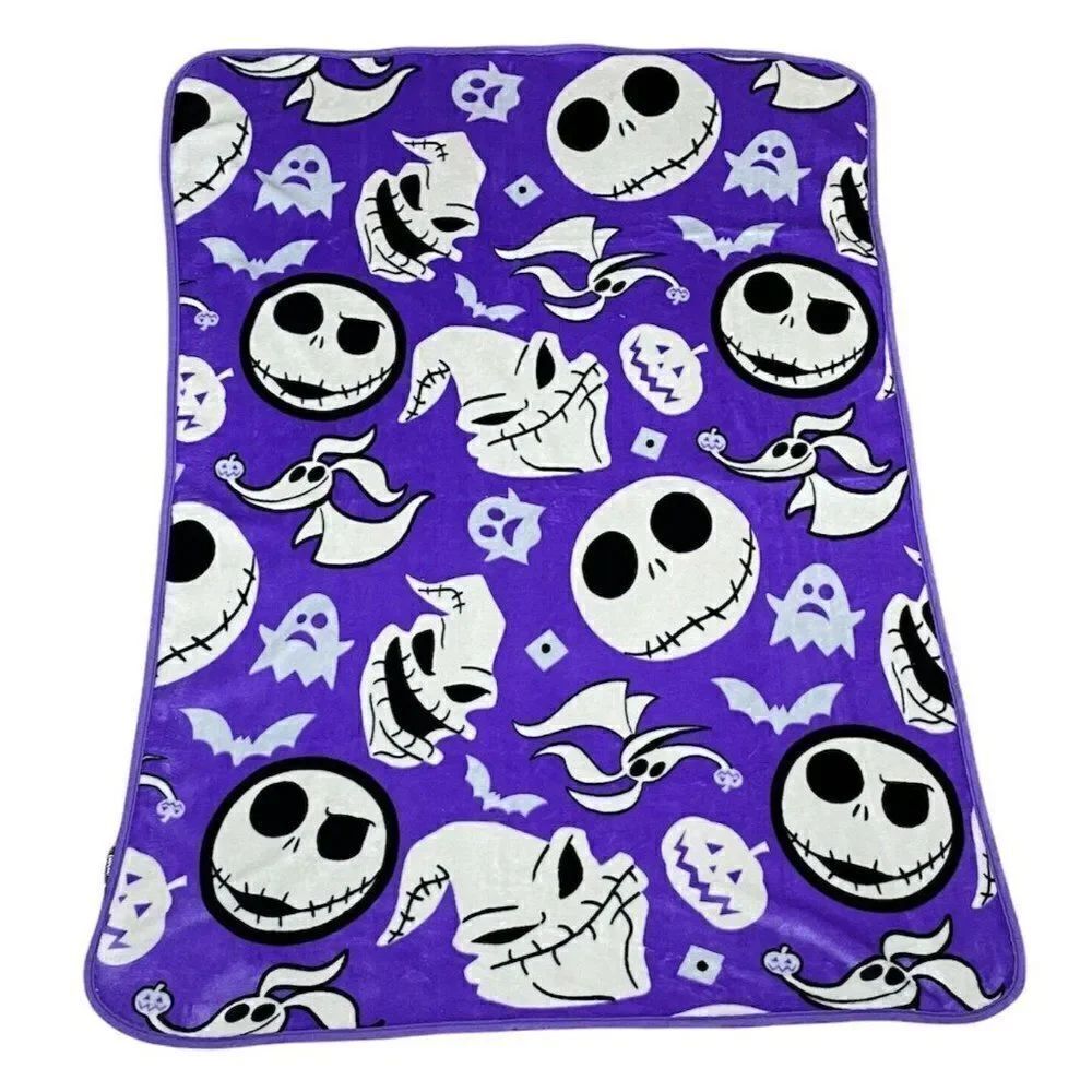Disney Nightmare Before Christmas TNBC Purple Jack Oogie Plush Blanket 49" x 35"